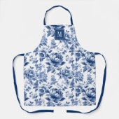 Eleganter Vintag Blue Floral English Garden Schürze (Vorderseite)