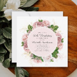 Eleganter Vintag Blush Pink Floral 30. Geburtstag Einladung<br><div class="desc">Elegante moderne botanische/gartenähnliche,  rosafarbene Aquarellfarben Vintage Blumen (Rose) und grün bemalte Blätter auf quadratisch weiß 30. Geburtstagseinladung. Text,  Schriftart,  Schriftart und Farbe sind vollständig anpassbar,  sodass diese Karte auf Ihren Anzug angepasst werden kann.</div>