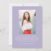 Eleganter Vintag Bow Lila Foto Abschluss Ankündigung (Rückseite)