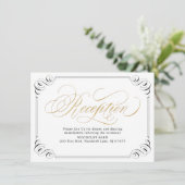 Eleganter Vintag geblüht Kalligraphie-Empfang Begleitkarte (Stehend Vorderseite)