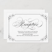 Eleganter Vintag geblüht Kalligraphie-Empfang Einladung (Vorne/Hinten)