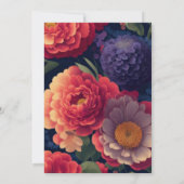 Eleganter, Vintag orangefarbener lila Blumenstrauß Einladung (Rückseite)