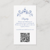 Eleganter Vintag-Romance-Blue-QR-Code Begleitkarte (Vorderseite)
