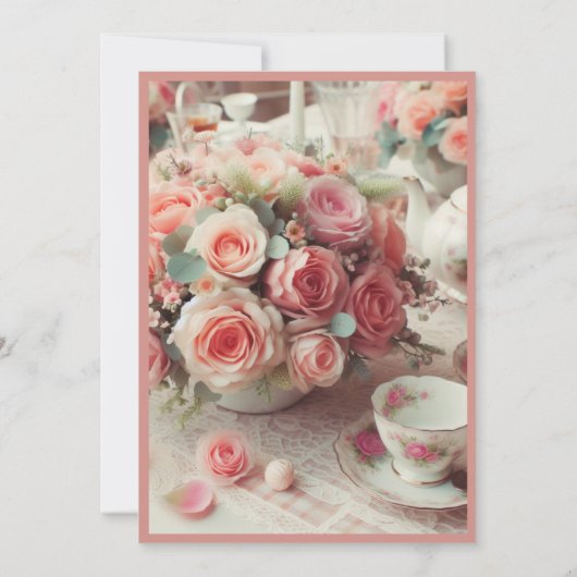 Eleganter Vintag rosa Muttertag Einladung (Rückseite)