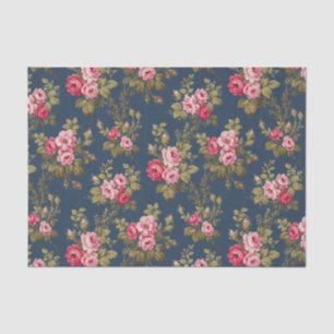 Eleganter Vintag rosa Rosen-blauer Hintergrund Seidenpapier