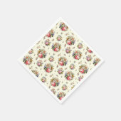 Eleganter Vintag rosa Rosen Blumenmuster Creme Serviette (Ecke)