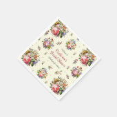 Eleganter Vintag rosa Rosen Blumenmuster Creme Serviette (Ecke)