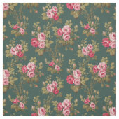 Eleganter Vintag rosa Rosen-grüner Hintergrund Stoff (Muster)