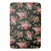 Eleganter Vintag rosa Rosen-Schwarzer Hintergrund Badematte (Vorderseite Vertikal)