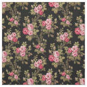 Eleganter Vintag rosa Rosen-Schwarzer Hintergrund Stoff (Muster)