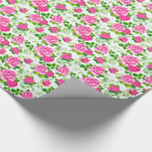 Eleganter Vintag rosa Rosen Weißer Hintergrund Geschenkpapier (Ecke)