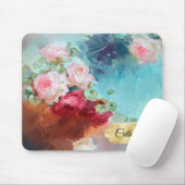 Eleganter Vintag rosa Rosenmalername Mousepad (Mit Mouse)