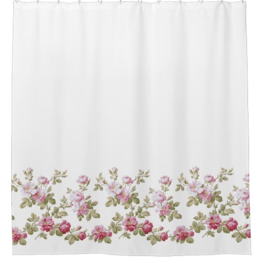 Eleganter Vintag rosa Rosenrand Duschvorhang (Vorderseite)