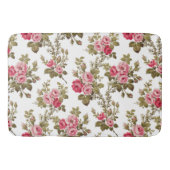 Eleganter Vintag rosa Rosenweißer Hintergrund Badematte (Vorderseite)