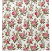 Eleganter Vintag rosa Rosenweißer Hintergrund Duschvorhang (Vorderseite)