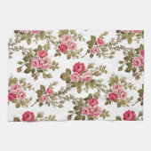 Eleganter Vintag rosa Rosenweißer Hintergrund Geschirrtuch (Horizontal)