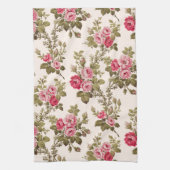 Eleganter Vintag rosa Roses-Buff Hintergrund Geschirrtuch (Vertikal)