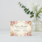 Eleganter Vintag rosa Roses Hochzeitsplaner Visitenkarte (Stehend Vorderseite)