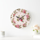 Eleganter Vintag rosafarbener Hintergrund Große Wanduhr (Zuhause)