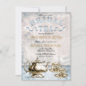 Eleganter Vintag Tea Pot | Cups Bridal Teedusche Einladung (Vorderseite)