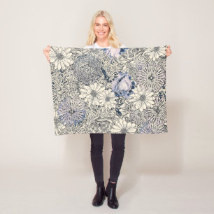 Eleganter Vintage-Abstrakter Blumenhintergrund Fleecedecke