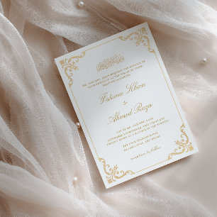 Eleganter Vintage Antiker Goldrahmen Nikah-Zeremon Einladung