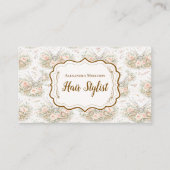 Eleganter Vintage-Blumen-Friseur Visitenkarte (Vorderseite)