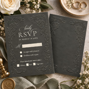 Eleganter Vintage-Blumen-Hochzeits-Prägungsstil RSVP Karte