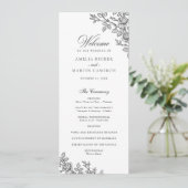 Eleganter Vintage-Blumenrahmen Schwarz-Weiß-Hochze Programm (Stehend Vorderseite)