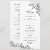Eleganter Vintage-Blumenrahmen Schwarz-Weiß-Hochze Programm (Vorne/Hinten)