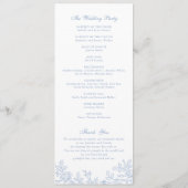 Eleganter Vintage-Blumenrahmen Staubblau-Hochzeit Programm (Rückseite)