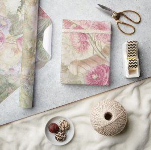 Eleganter Vintage-Blumenstil Geschenkpapier
