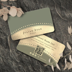 Eleganter Vintage-Bogen Glitter Gold Salbeigrün Visitenkarte