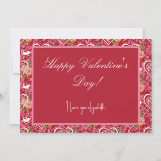 Eleganter Vintage-Cupid und rote Rose zum Valentin Feiertagskarte