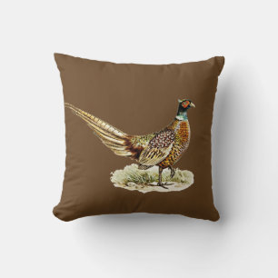 Eleganter Vintage-Fasanenvogel auf Braun Kissen