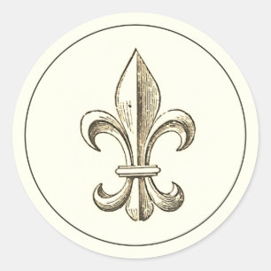 Eleganter Vintage-Fleur-de-Lis-Rahmenaufkleber Runder Aufkleber