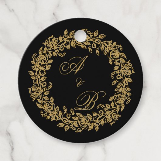 Eleganter Vintage-Französischer Gold-Blumen- Geschenkanhänger (Vorderseite)