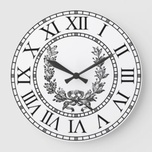 Eleganter Vintage-Französischer Kranz personalisie Große Wanduhr
