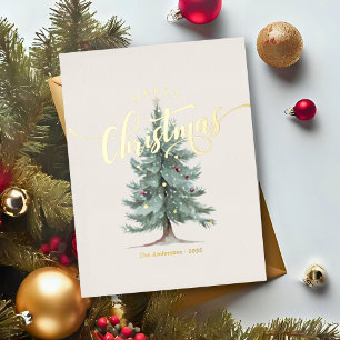 Eleganter Vintage Frohe Weihnachten Schrift Rustik Folien Feiertagspostkarte