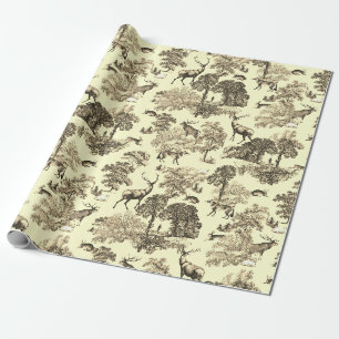 Eleganter Vintage-Hirsch-Fuchs-Hase-Country-Toile- Geschenkpapier