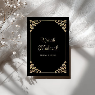 Eleganter Vintage-Rahmen Schwarz Umrah Mubarak Gru Karte