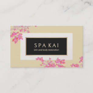 Eleganter Vintage-Rosa-Blumen-Gold-Frisiersalon Visitenkarte