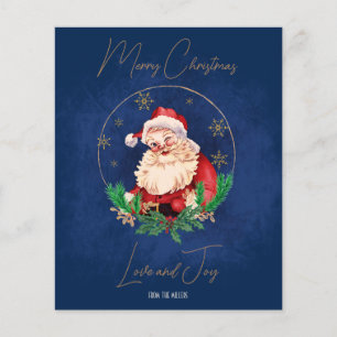 Eleganter Vintage roter Weihnachtsmann auf blauem Flyer