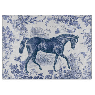 Eleganter Vintage-Rustik-Blauer-Pferd-Land-Toile Schneidebrett