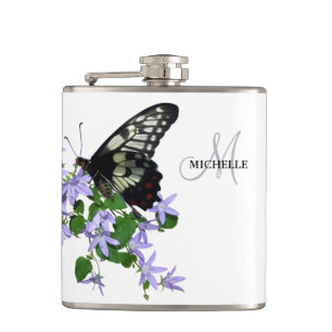 Eleganter vintage Schmetterlingsname Flachmann
