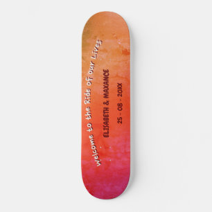 Eleganter Vintage-Skateboard-Hochzeitsfeierposter Skateboard