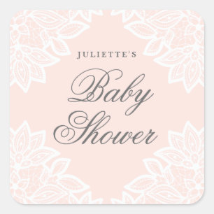 Eleganter Vintage-Spitzen-Babyparty-Aufkleber Quadratischer Aufkleber