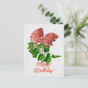 Eleganter Vintage-Syringa-Vulgaris-Florale-Birthda Postkarte