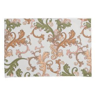 Eleganter Vintage-Victorian-Boho-Blätter-Hintergru Kissenbezug