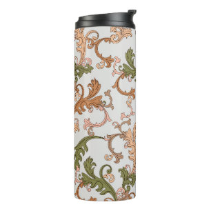 Eleganter Vintage viktorianischer Boho Blätter Hin Thermosbecher